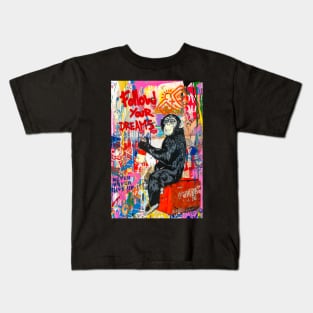 Banksy Monkey Follow Your Dreams Kids T-Shirt